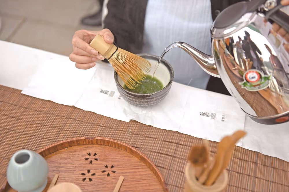 Ceremonial matcha powder prepared for B2B sample review